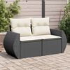 vidaXL Garden Sofa Black PE Rattan 2-seater Modular Garden Sofa
