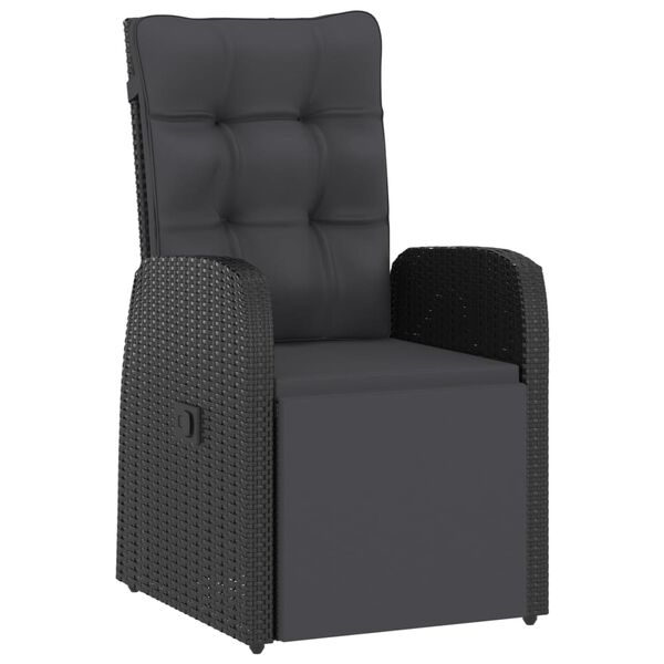 vidaXL 7 Piece Patio Dining Set with Cushions Black Poly Rattan