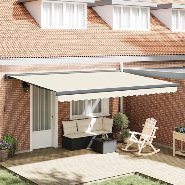 vidaXL Retractable Awning Cream Fabric (100% polyester) with PU coating