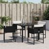 vidaXL Garden Chair Set of 4 Black PE rattan, powder-coated steel Medium