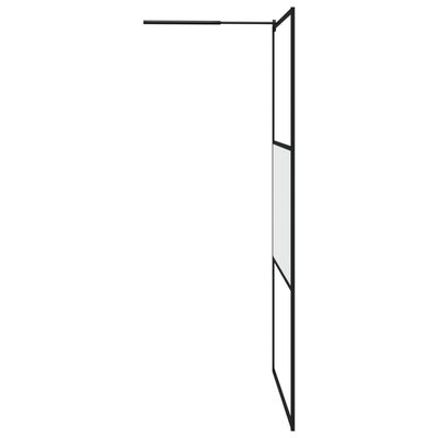 vidaXL Walk-in Shower Wall 45.3"x76.8" Half Frosted ESG Glass Black