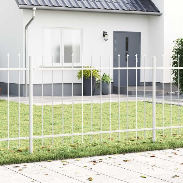 vidaXL Garden Fence White 5.58 x 3.28 ft Powder-coated Steel