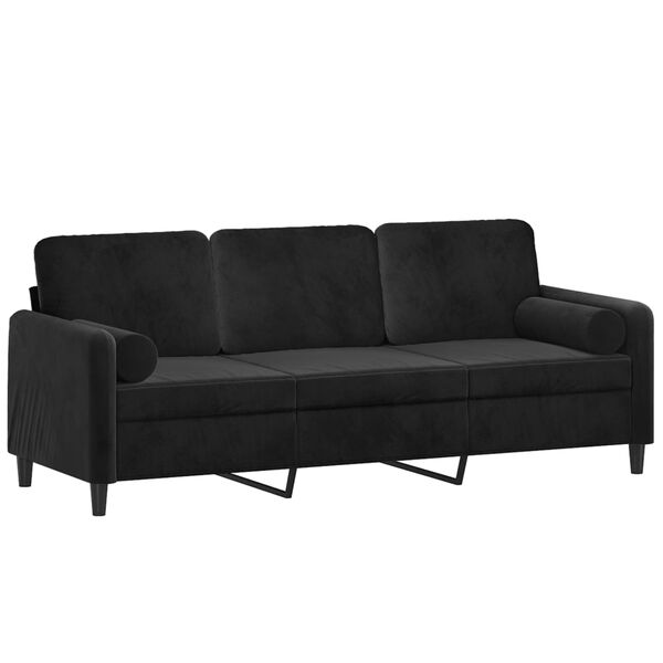 vidaXL 3-seater Sofa Black Velvet (100% polyester), Metal, Textilene