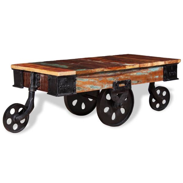 vidaXL Coffee Table Varied wood hues Reclaimed wood, iron