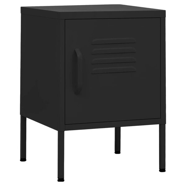 vidaXL Nightstand Black Steel Compact Nightstand Square Modern