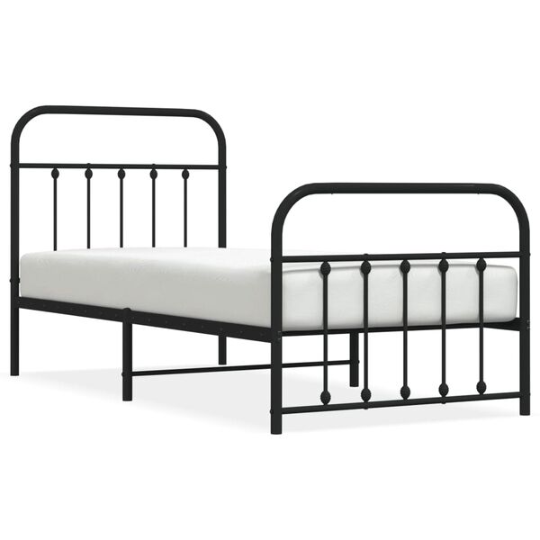 vidaXL Bed Frame Black Powder-Coated Steel Single Single Bed