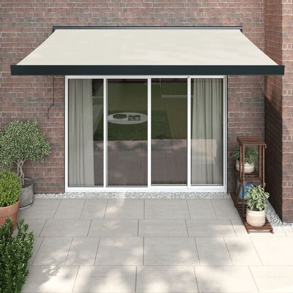 vidaXL Retractable Awning Cream Fabric (100% polyester) with PU coating