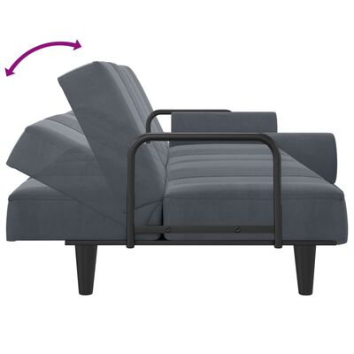 vidaXL Sofa Bed with Armrests Dark Gray Velvet