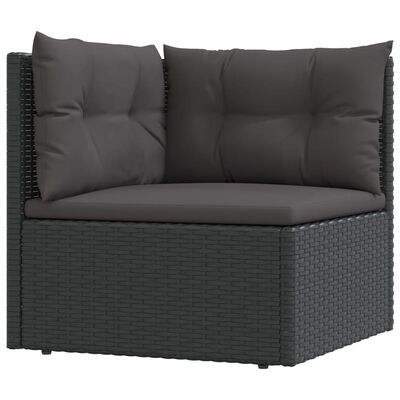 vidaXL 9 Piece Patio Lounge Set with Cushions Black Poly Rattan