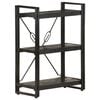 vidaXL Bookcase Black Solid Mango Wood Medium Shelving Bookcase