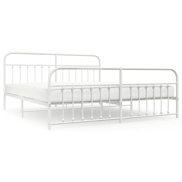 vidaXL Bed Frame White Steel 79x79 in Bed Frame Rectangular