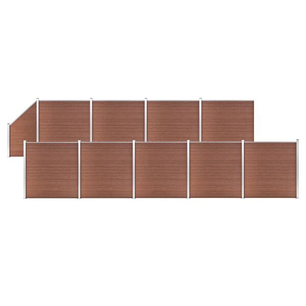 vidaXL WPC Fence Set 9 Square + 1 Slanted 652.4"x73.2" Brown