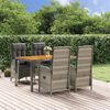 vidaXL Garden Dining Set Grey PE rattan 5 Piece Set Adjustable Armrests