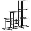 vidaXL Plant Stand Black Powder-coated metal 37.2 in x 9.8 in x 36.4 in