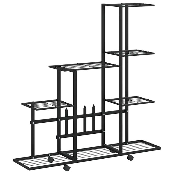 vidaXL Plant Stand Black Powder-coated metal 37.2 in x 9.8 in x 36.4 in