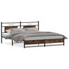 vidaXL Bed Frame Smoked Oak Steel, Engineered Wood Super King Bed Frame