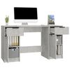 vidaXL Desk Concrete Grey Engineered Wood Medium Desk Rectangular