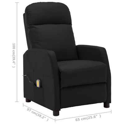 vidaXL Massage Recliner Black Faux Leather