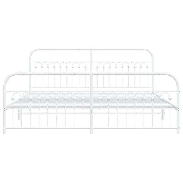 vidaXL Bed Frame White Steel 78.7 x 78.7 in Bed Frame Rectangular