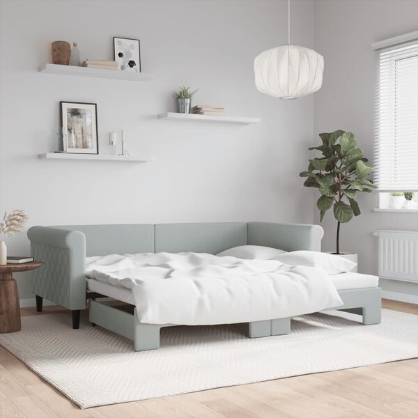 vidaXL Daybed With Trundle Light grey