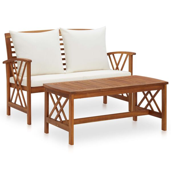 vidaXL Garden Lounge Set Cream white, Natural wood finish