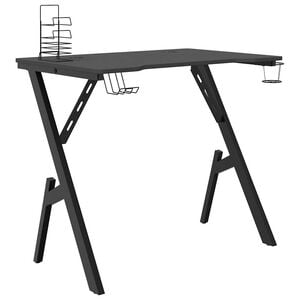 vidaXL Gaming Desk Black Engineered wood, Iron 35.4 x 23.6 x 29.5 in