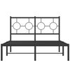 vidaXL Bed Frame Black Powder-Coated Steel Double Bed Bed Frame