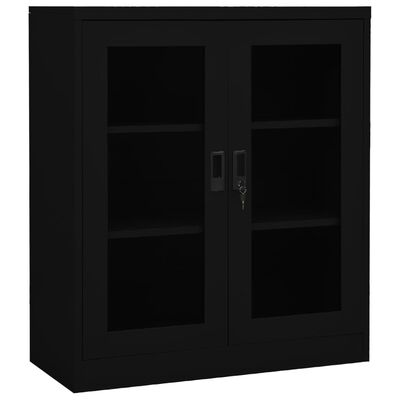 vidaXL Office Cabinet Black 35.4"x15.7"x41.3" Steel