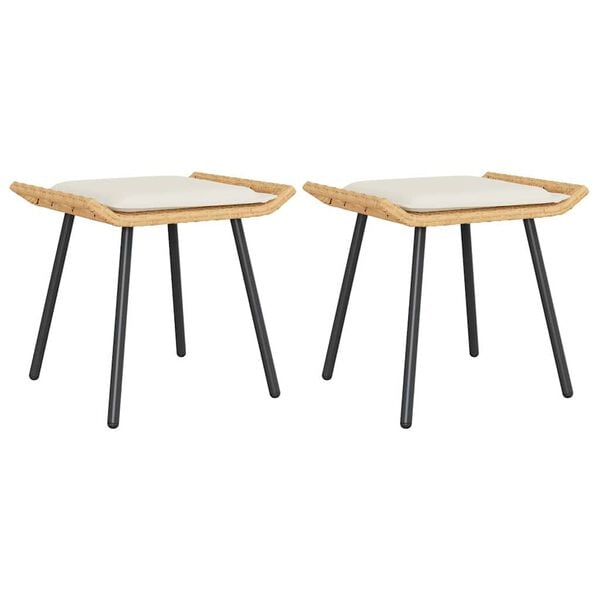 vidaXL Garden Stool with Cushion 2 pcs Brown 50 x 40 x 45cm Polyester