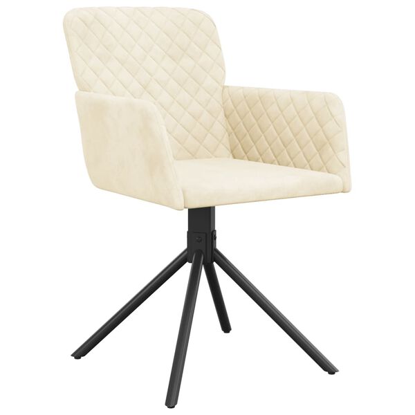 vidaXL Swivel Dining Chair Set of 2 Cream Velvet Swivel