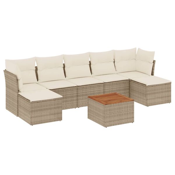 vidaXL Garden Sofa Set Beige Poly Rattan Large Modular Garden Sofa Set