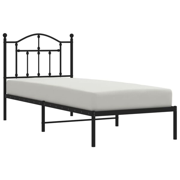 vidaXL Bed Frame Black Powder-Coated Steel Single Modern Bed Frame