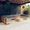vidaXL Garden Lounge Set Grey Solid Pine Wood, Polyester Large Modular