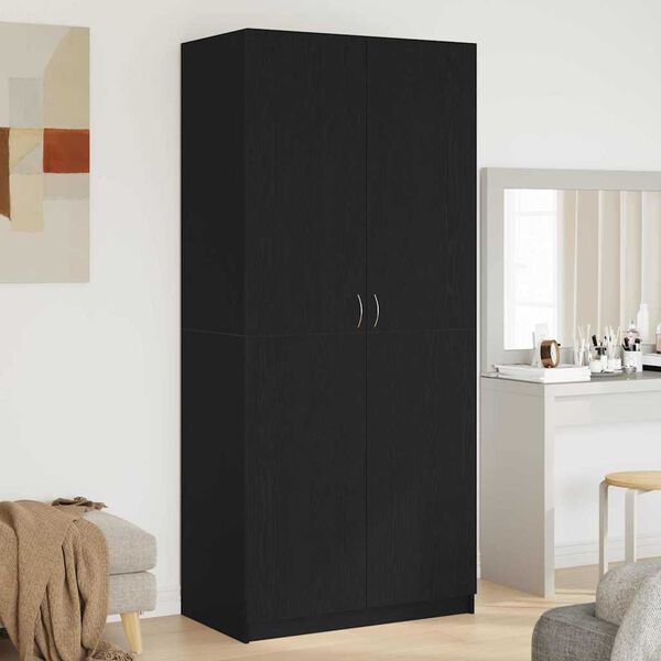 vidaXL Wardrobe Black Oak 35.43 x 20.47 x 78.74 in Engineered Wood