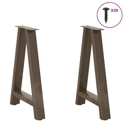 Two brown table legs with screw-in hardware, showing a circle indicating 20 screws.