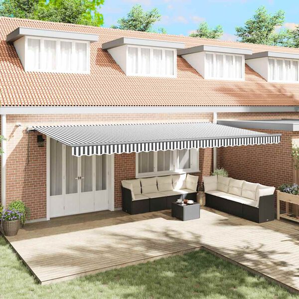 vidaXL Retractable Awning Anthracite and White