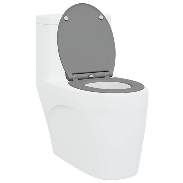 vidaXL Toilet Seat Grey 17.91 x 14.76 x 1.50 in Duroplast