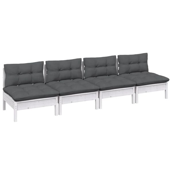 vidaXL 4-seater Garden Sofa White and Anthracite