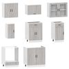 vidaXL Kitchen Cabinet Set Grey Sonoma Engineered wood and glass Large