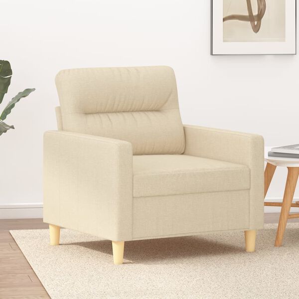 vidaXL Sofa Chair Cream Polyester Single Armchair Rectangular Modern