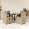 vidaXL 5 Piece Patio Dining Set with Cushions Beige Poly Rattan