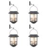 vidaXL Solar Outdoor Wall Lantern Set of 4 Black and transparent