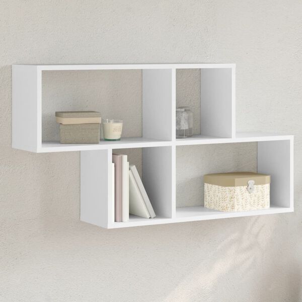 vidaXL Wall Shelf White Engineered wood Medium Floating Shelf