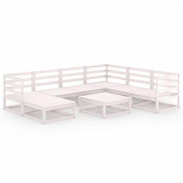 vidaXL Garden Lounge Set White Solid Pine Wood Medium Modular