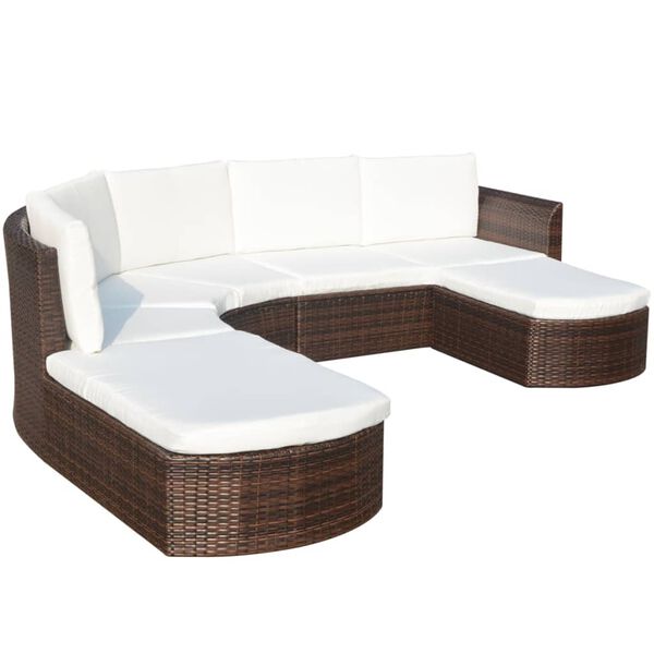 vidaXL Garden Furniture Set Brown PE Rattan Large Modular