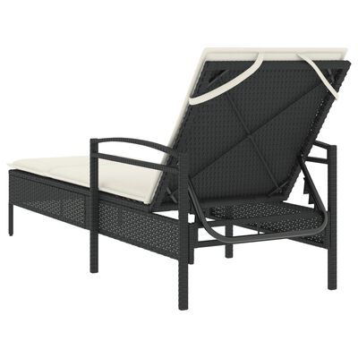 Reclining outdoor chaise lounge back view showing support frame and woven pattern