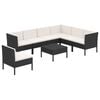 vidaXL Garden Lounge Set Black PE Rattan 8 Piece Set Modular