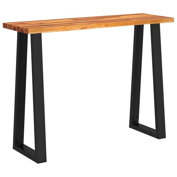 vidaXL Console Table Natural Wood and Black Solid Acacia Wood