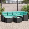 vidaXL 7 Piece Patio Sofa Set with Cushions Black Poly Rattan