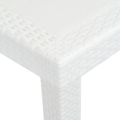 vidaXL Patio Table White 59"x35.4"x28.3" Plastic Rattan Look